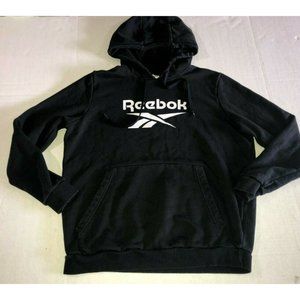 Reebok Black Men’s Hoodie Size Large logo retail 55.00 pullover basketball